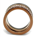 Stylish stainless steel crystal rings with multi-colored bands for a chic look