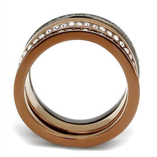 Stylish stainless steel crystal rings with multi-colored bands for a chic look