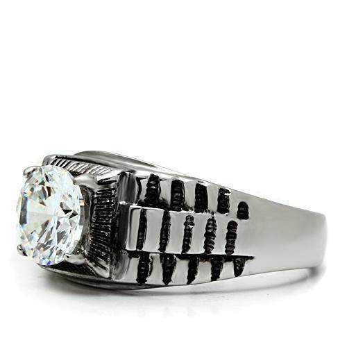 VacationGrabs stainless steel cubic ring featuring a bold design with a sparkling center stone