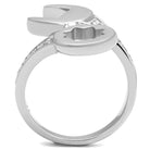 Stainless steel cubic zirconia ring featuring a unique wrench design with sparkling accents