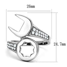 Men's stainless steel cubic zirconia ring featuring a wrench design and sparkling accents