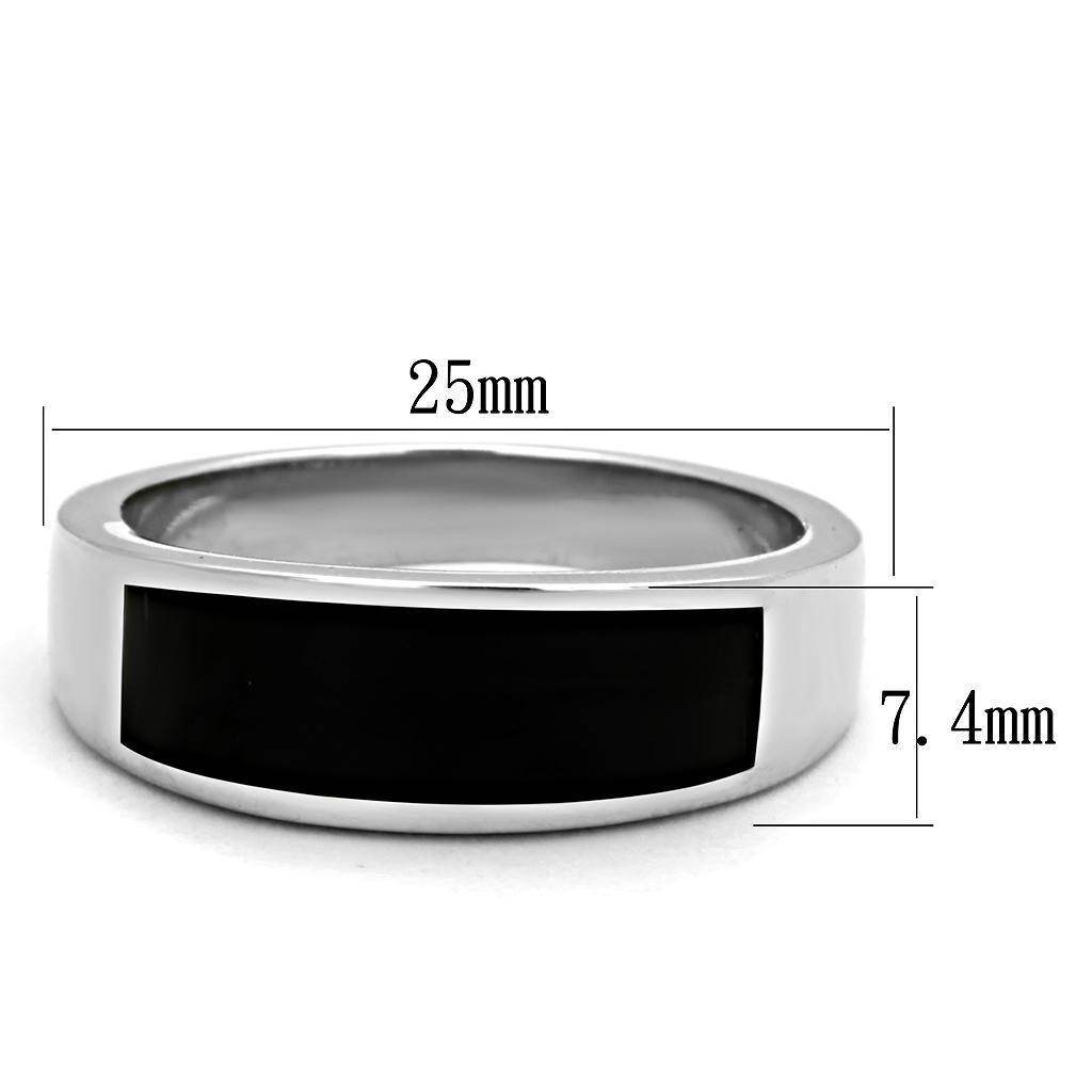 Men's stainless steel epoxy jewelry ring featuring a sleek black inlay and modern design