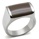 Stylish stainless steel epoxy ring for men with a sleek brown finish and polished edges