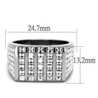 Men's stainless steel fashion ring with crystal embellishments and precise dimensions for a stylish look
