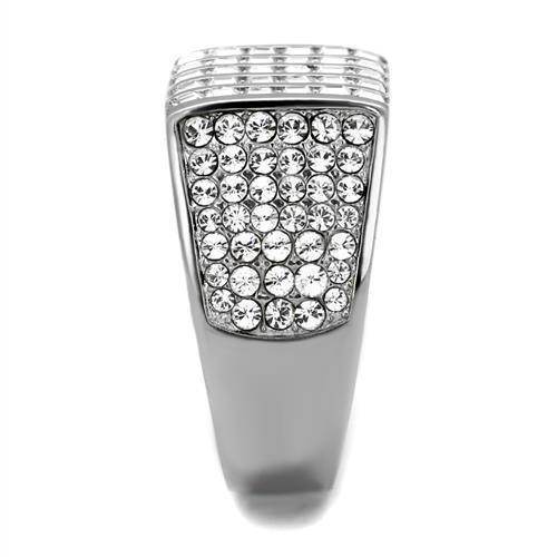 Stylish stainless steel fashion ring with sparkling rhinestones for men's jewelry collection