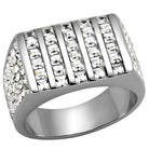 Stainless steel fashion ring featuring a bold design with sparkling stones for stylish men's accessories
