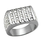 Stainless steel fashion ring featuring a bold design with sparkling stones for stylish men's accessories