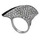 Stylish stainless steel fashion rings with sparkling black and clear rhinestones for modern women