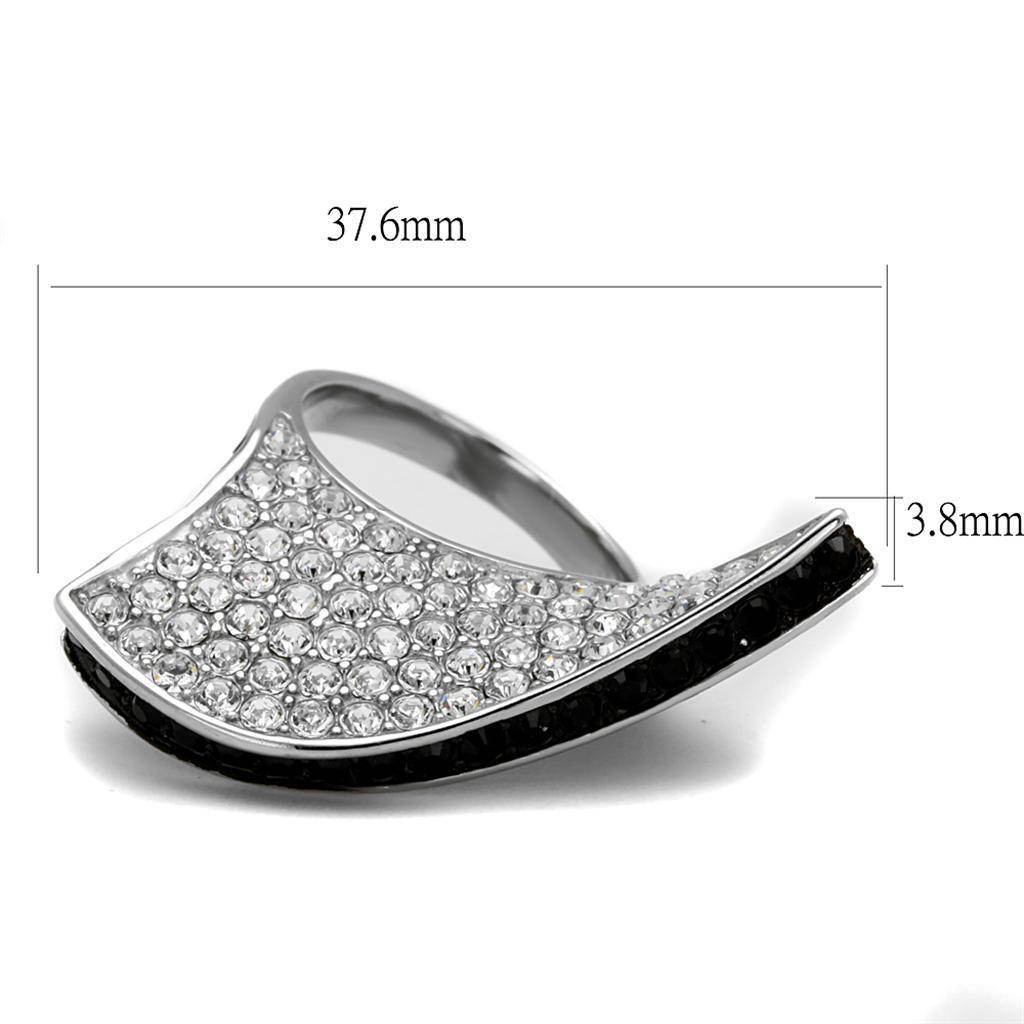 Stylish stainless steel fashion rings with a unique design and sparkling embellishments