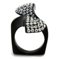 Elegant stainless steel fashion rings with black finish and sparkling rhinestones for stylish women