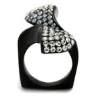 Elegant stainless steel fashion rings with black finish and sparkling rhinestones for stylish women
