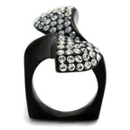 Elegant stainless steel fashion rings with black finish and sparkling rhinestones for stylish women