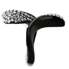 Trendy stainless steel fashion rings with black finish and sparkling rhinestones for women