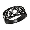 Women Stainless Steel Synthetic Crystal Rings Black O - VacationGrabs