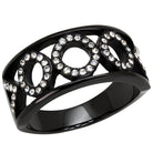 Women Stainless Steel Synthetic Crystal Rings Black O - VacationGrabs