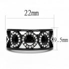 Stainless steel fashion rings with crystal accents and black finish, measuring 22mm in width