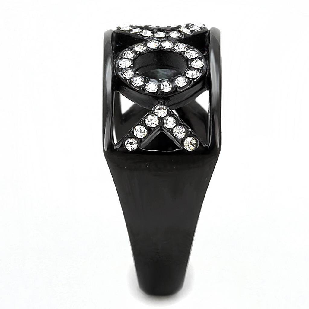 Stainless steel fashion rings with sparkling crystals in a modern design for women's jewelry