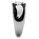 Men's stainless steel jewelry ring featuring a detailed wing design for a stylish look