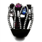 Stylish women's stainless steel jewelry ring with colorful gemstones and rhinestones for elegant looks