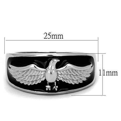 Men's stainless steel jewelry ring featuring a detailed eagle design with a polished finish