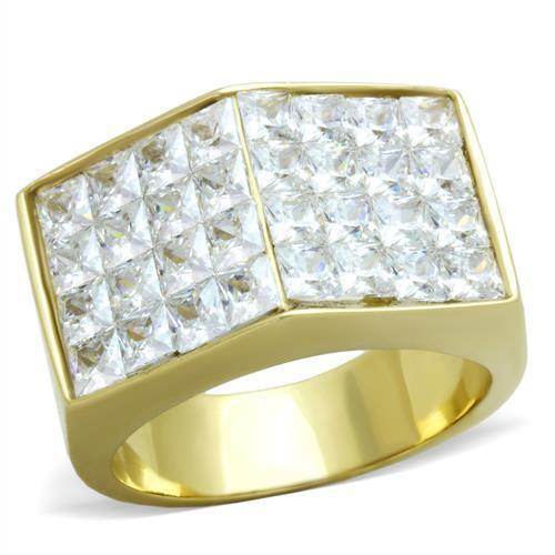 Stylish gold men's ring with sparkling cubic zirconia, perfect as stainless steel jewelry for men