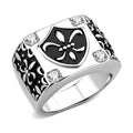 Men's stainless steel mens ring with floral design and sparkling accents for stylish accessories