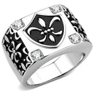 Men's stainless steel mens ring with floral design and sparkling accents for stylish accessories