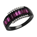 Stainless steel purple ring featuring elegant gemstones and a chic design for fashionable women
