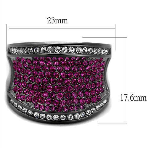 VacationGrabs stainless steel purple ring featuring sparkling purple and clear crystals in a stylish design
