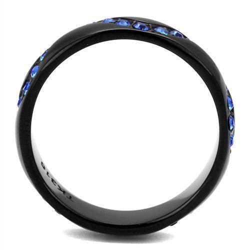 Elegant stainless steel sapphire jewelry ring featuring blue gemstones for a stylish look