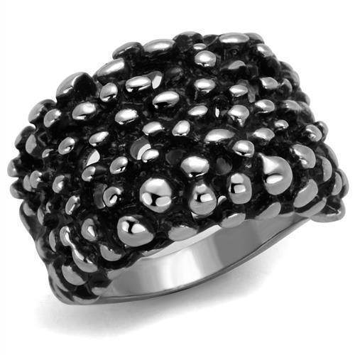 Men's stainless steel silver tone ring with textured black finish for a bold statement