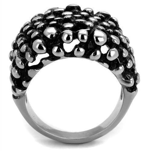 Stainless steel silver tone ring with textured bubble design for men's jewelry