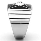 Men's star design crystal rings featuring a sleek silver band and bold geometric pattern