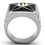 Men's star design crystal rings featuring a bold square shape with a central sparkling gem