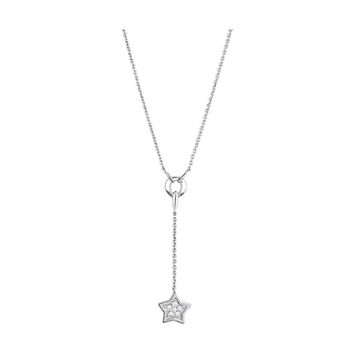 Silver star drop necklace for vacation outfits with sparkling gemstone detail