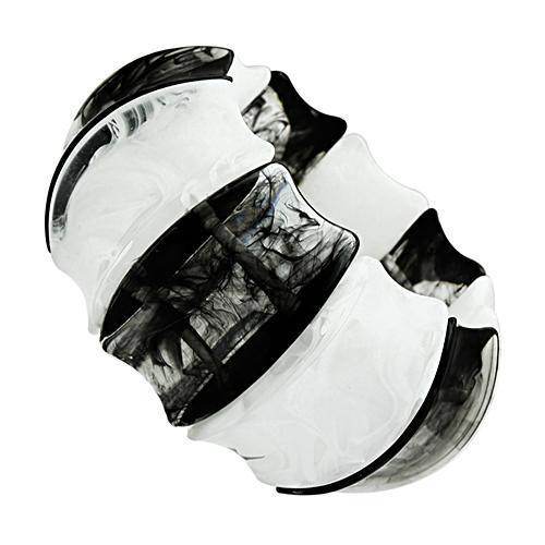 Elegant black and white marbled statement bracelets for women made of unique resin design