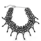 Unique black statement choker necklace for women with intricate beaded design and adjustable chain