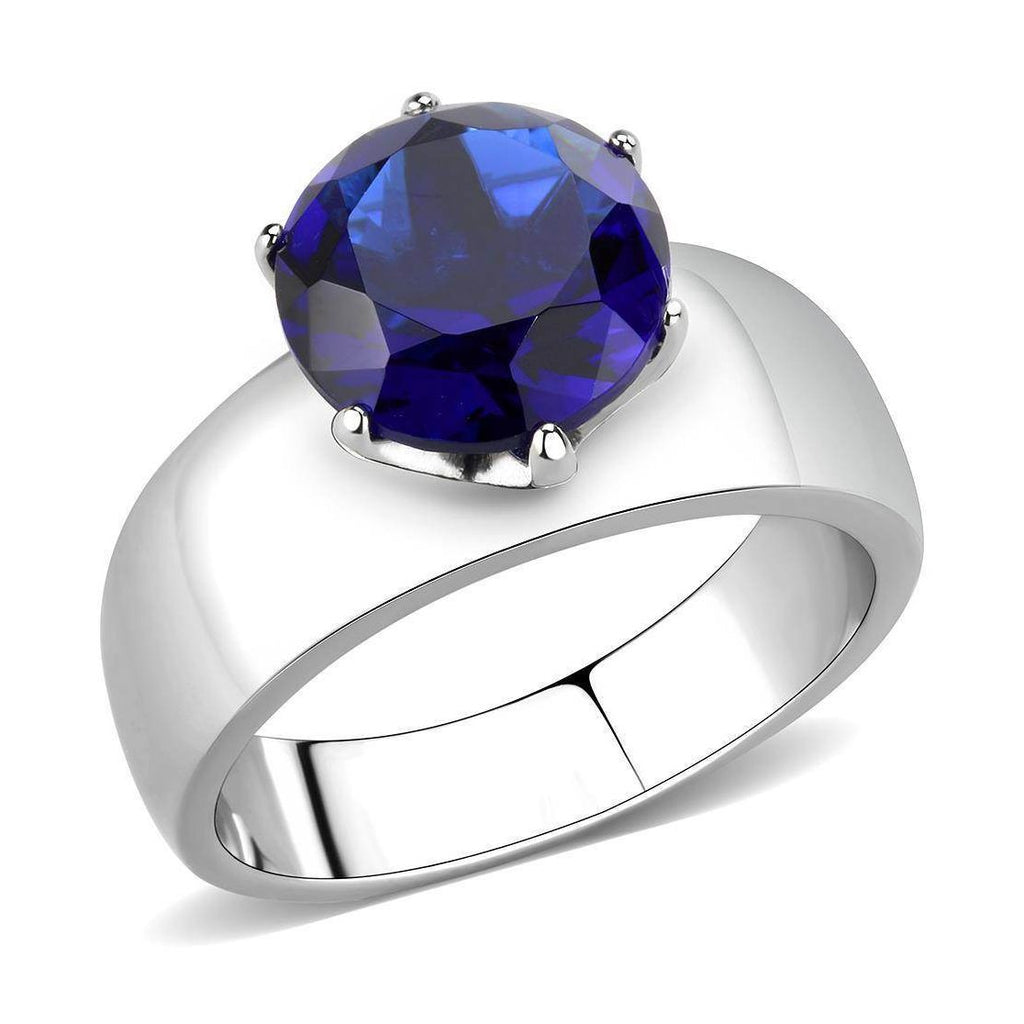 Elegant silver statement cocktail ring for women featuring a large blue gemstone centerpiece