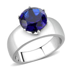 Elegant silver statement cocktail ring for women featuring a large blue gemstone centerpiece