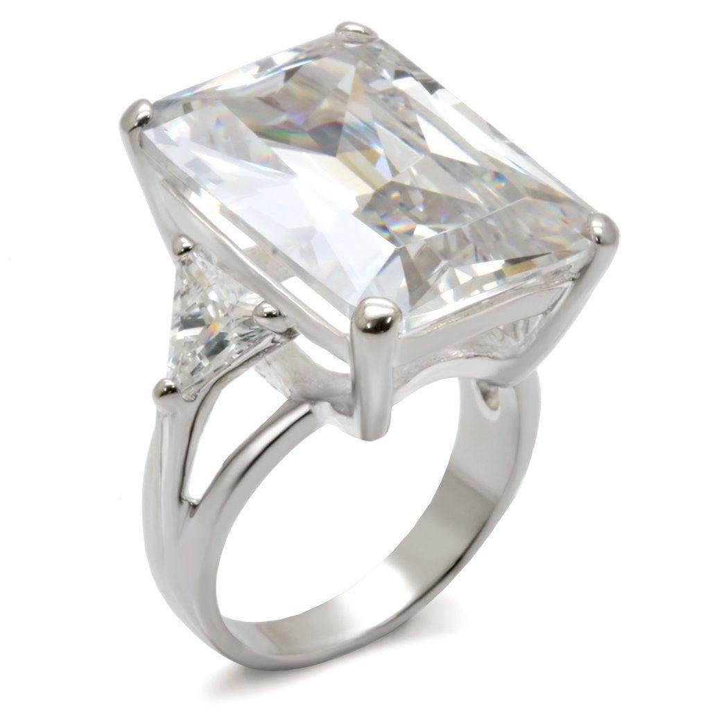 Stunning silver statement cocktail ring for women featuring a large rectangular crystal design