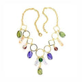 VacationGrabs statement necklace for women vacation style with colorful gemstones and gold chain