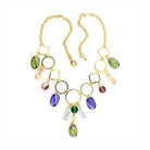 VacationGrabs statement necklace for women vacation style with colorful gemstones and gold chain
