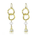 VacationGrabs statement pearl drop earrings with gold rings and sparkling crystal accents