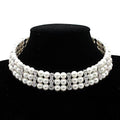Elegant statement pearl necklace for women featuring alternating pearls and rhinestones