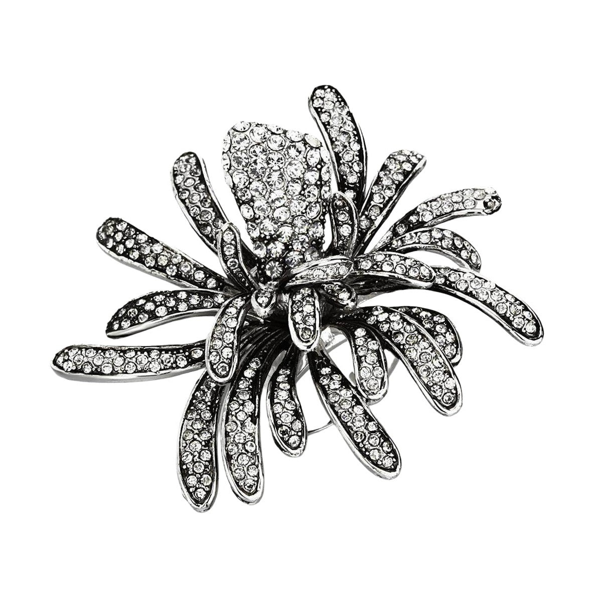 Stunning silver women's statement ring with sparkling rhinestones, perfect for fashion enthusiasts shopping womens statement rings online.