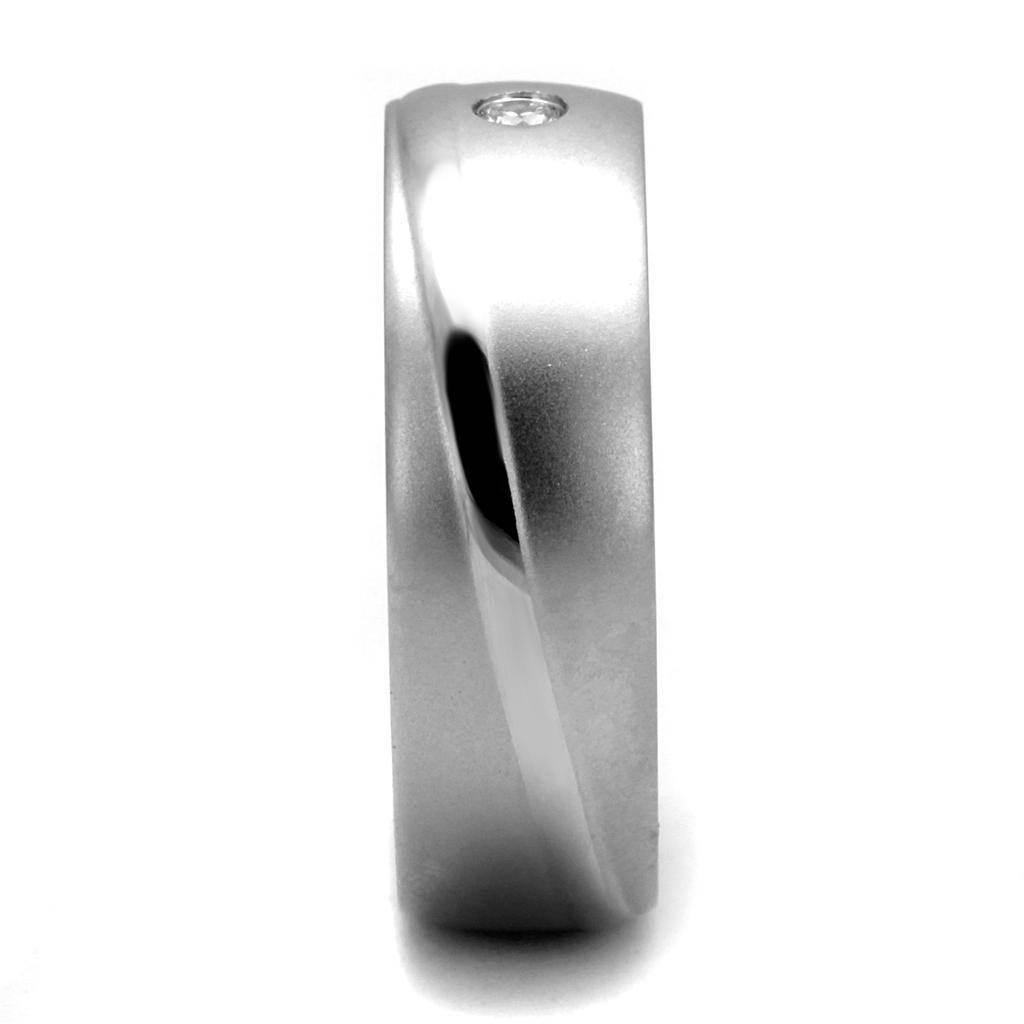 Stylish steel ring with zirconia stone featuring a sleek, modern design for men