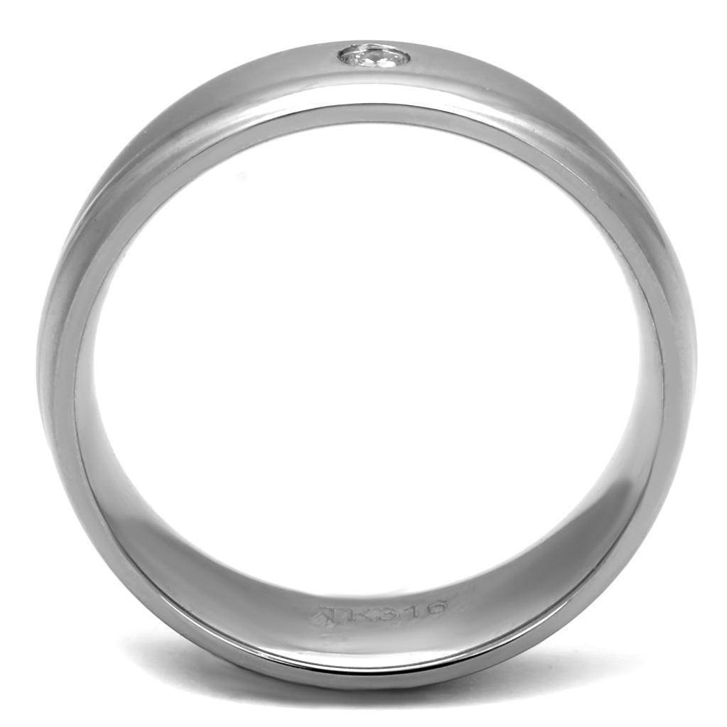 Sleek steel ring with zirconia stone for men, perfect for everyday wear or special occasions
