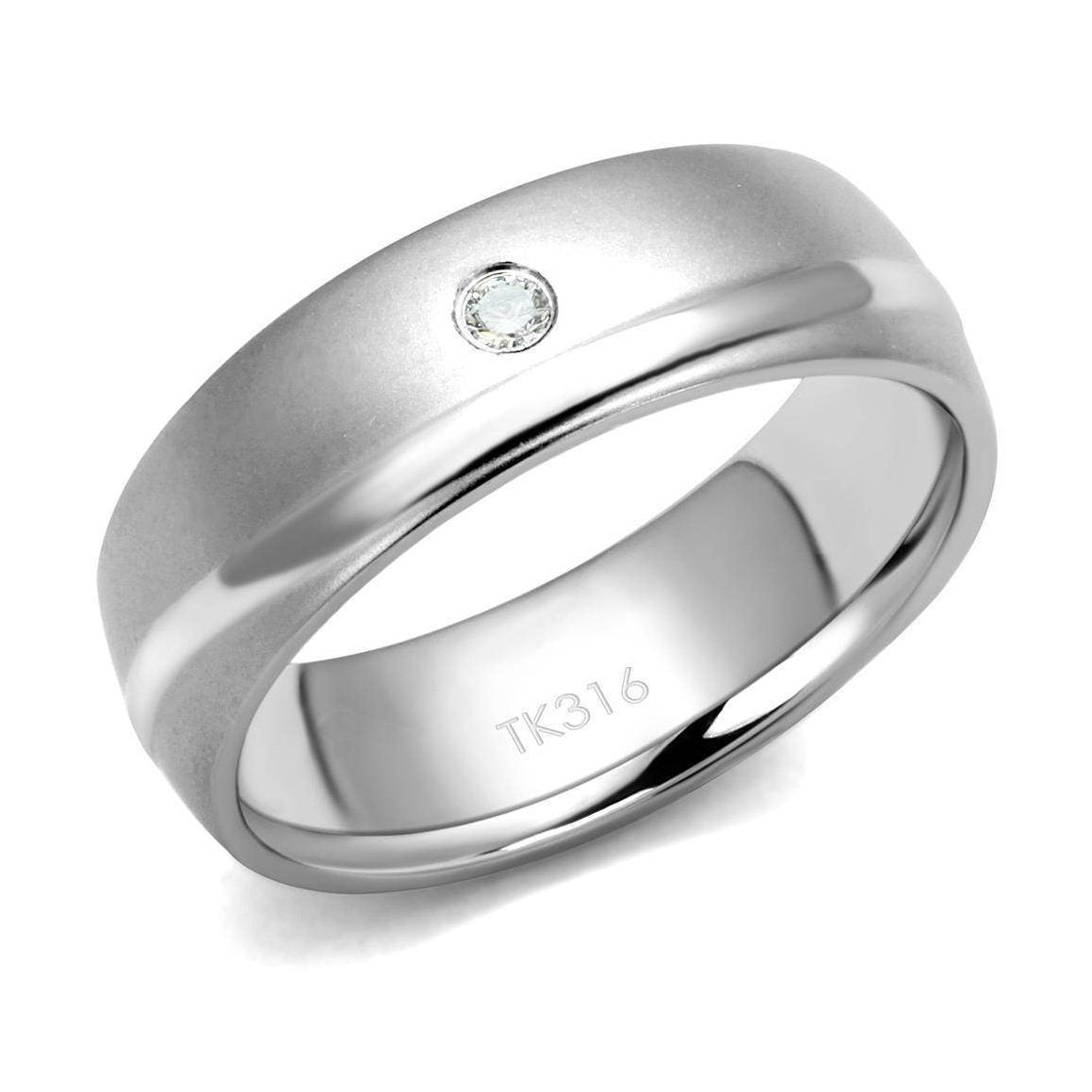 Stylish steel ring with zirconia stone featuring a smooth finish for men from VacationGrabs