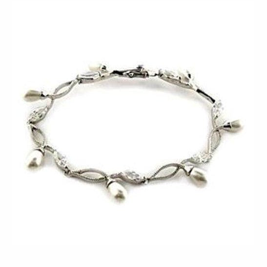 Elegant sterling silver bracelet for women featuring pearl accents and intricate design