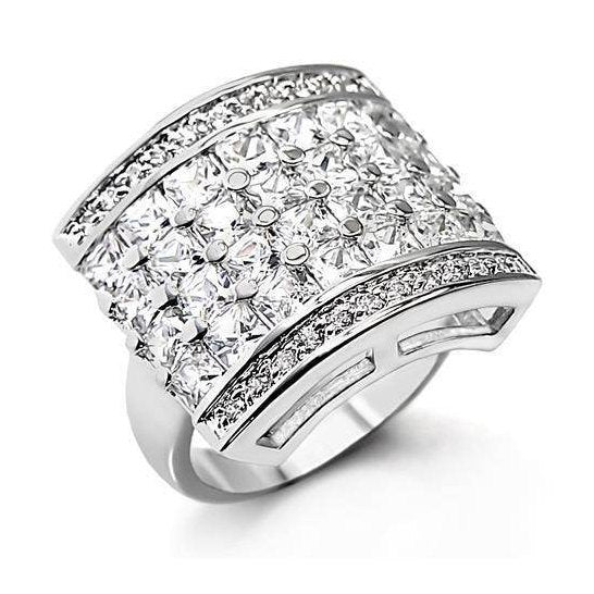 Stunning sterling silver cocktail ring for women featuring multiple sparkling rhinestones in an elegant design